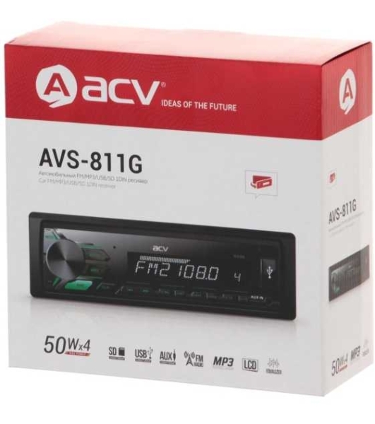 Автомагнитола ACV AVS-811G, 1 DIN, USB Type-A, AUX