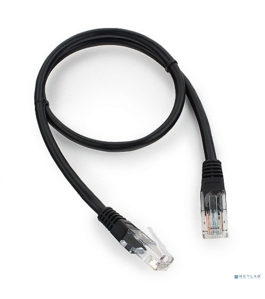 Патч-корд UTP Cablexpert cat.5e, 0.5м, литой, многожильный, черный