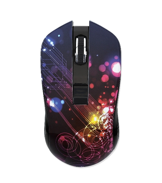 Мышь беспроводная Qumo Fractal M25 черный, 1600 dpi, радиоканал, USB, кнопки - 4
