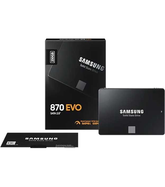 Накопитель SSD Samsung 870 EVO, 250Gb, SATA III, 2.5', R/W 560/530