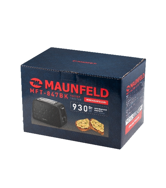 Тостер Maunfeld MFT-847BK чёрный, 930 Вт, 2 слота