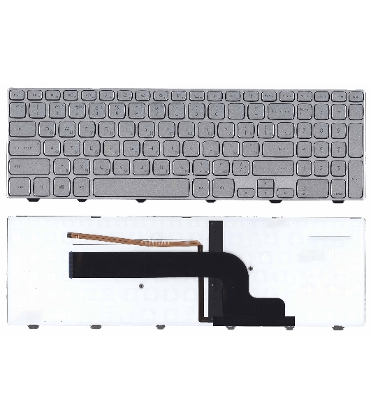 Клавиатура для ноутбука Dell Inspiron 15-7000 7537 серебристая с подсветкой