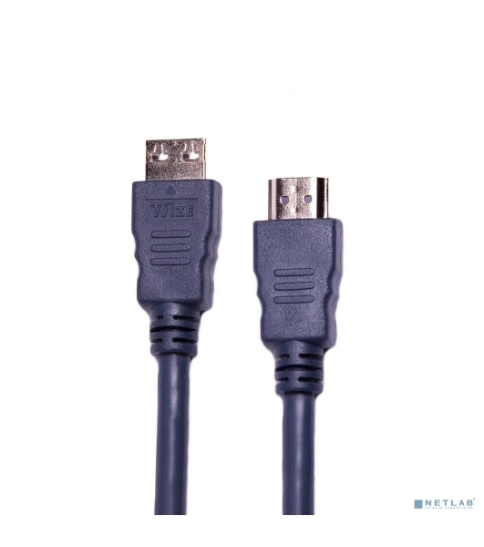 Кабель HDMI CP-HM-HM-10M Wize, 10 м, v.2.0, K-Lock, soft cable, 19M/19M, позол.разъемы, экран, темно-серый, пакет
