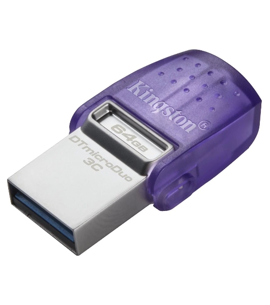 Флешка USB Kingston DataTraveler microDuo 3C (DTDUO3CG3/64Gb), 64Gb, USB 3.2 Gen 1/Type-C, R/W 200/15, фиолетовый
