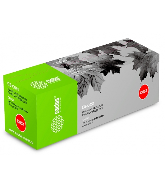 Картридж лазерный Cactus CS-C051 черный (1700 стр.) для Canon LBP 62dw/MF 264dw/267dw/269dw