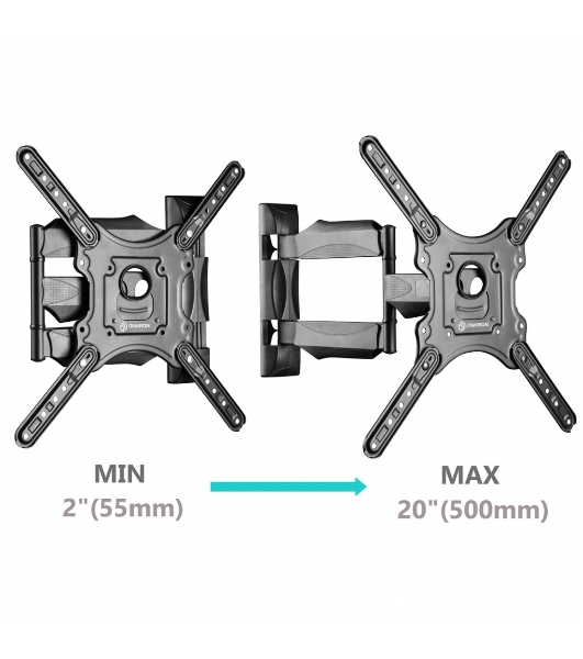 Кронштейн ONKRON M4 черный 32-65' макс. 400x400, 2 колена, наклон -5º+8º, поворот 180º макс, от стены 55-500мм