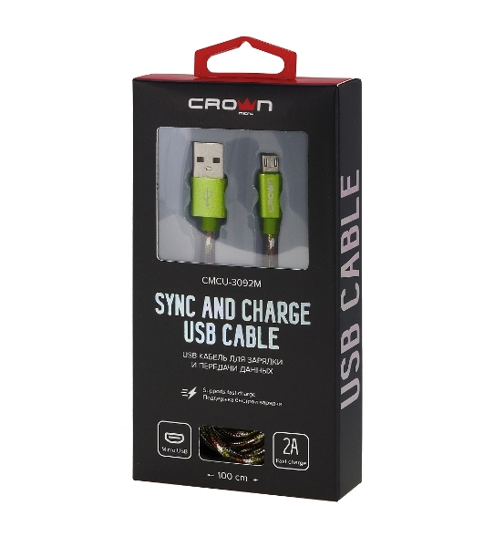 Кабель Crown USB - microUSB CMCU-3092M military