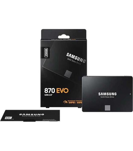 Накопитель SSD Samsung 870 EVO, 250Gb, SATA III, 2.5', R/W 560/530