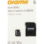Флеш карта microSDXC 64Gb Class10 Digma CARD30 + adapter, фото 1