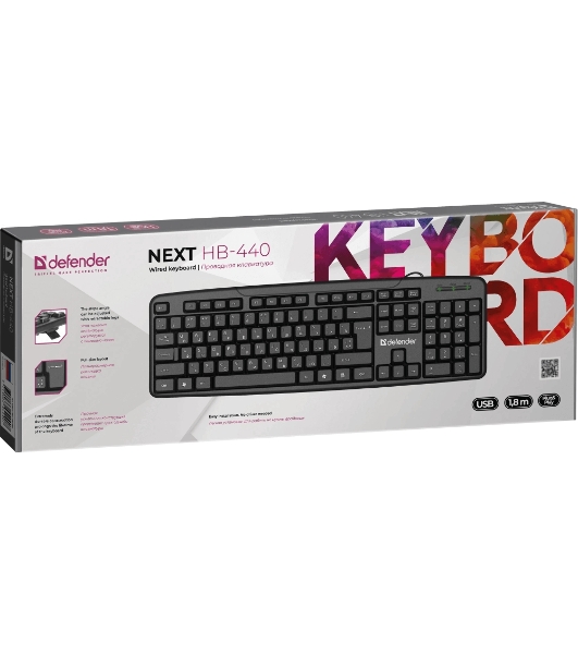 Клавиатура проводная Defender Next HB-440 RU, USB, черный