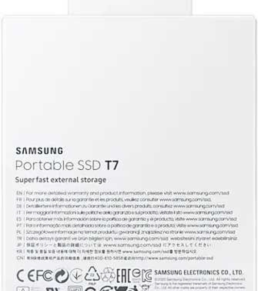 Внешний SSD Samsung T7, 2TB, USB 3.2 Gen 2 Type-C, R/W 1050/1000, титан