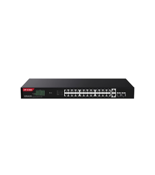 Коммутатор неуправляемый IP-COM G1128P-24-410W PoE, 28 портов, 26x1 Гбит/с, SFP 2x1 Гбит/с, PoE 24x30 Вт (до 370 Вт)