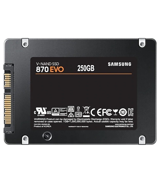 Накопитель SSD Samsung 870 EVO, 250Gb, SATA III, 2.5', R/W 560/530