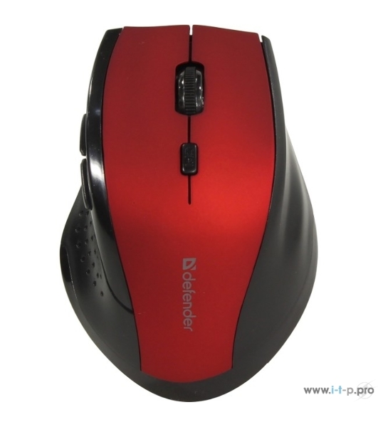 Мышь беспроводная Defender Accura MM-365 красный, 1600 dpi, радиоканал, USB, кнопки - 6