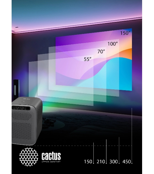 Проектор Cactus CS-PRC.07B.Full HD-A LCD 9400Lm LS 350Lm ANSI (1920x1080) 2000:1 ресурс лампы:50000часов 1xUSB typeA 1xHDMI 1кг