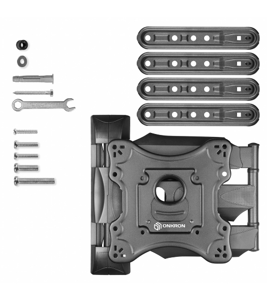 Кронштейн ONKRON M4 черный 32-65' макс. 400x400, 2 колена, наклон -5º+8º, поворот 180º макс, от стены 55-500мм