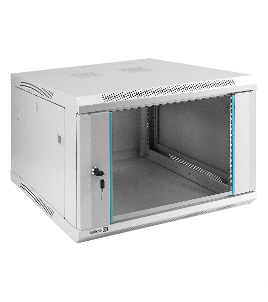 Шкаф телекоммуникационный 19' настенный 6U ExeGate EC-WM-6U.600.G.GREY (19', 6U, 600x600x370 мм (ШхГхВ), передняя дверь закаленное стекло, съемные боковые панели, пыле- и влагозащита IP23, светло-серый RAL 7035)