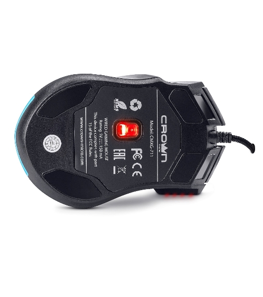 Мышь проводная Crown Gaming CMXG-711 черный, 4000 dpi, USB, кнопки - 8