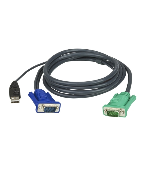 Кабель KVM ATEN 2L-5201U USB(тип А Male)+HDB15(Male) <-> SPHD15(Male) 1,2м., черный.