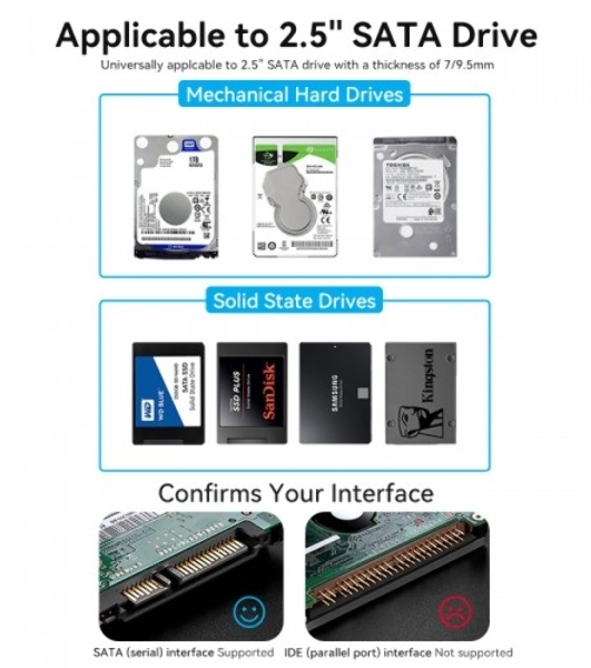 Внешний корпус Vention для HDD/SSD 2.5' (USB 3.0 Mirco-B) черный