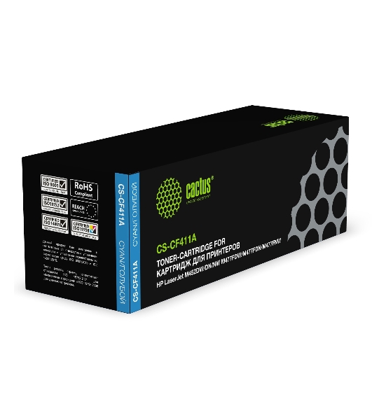 Картридж лазерный Cactus CS-CF411A голубой (2300 стр.) для HP LJ M452DW/DN/NW, M477FDW/M477FDN/M477FNW