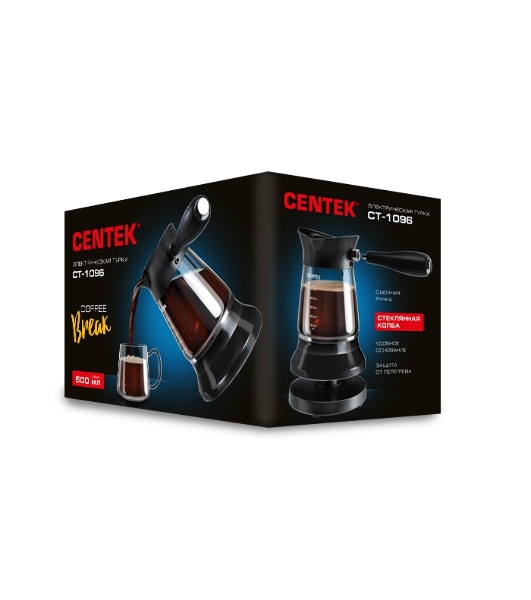 Электрическая турка Centek CT-1096 черный, 0.5 л, 480 Вт.