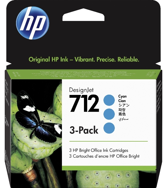 Картридж струйный HP 712 3ED77A голубой x3упак. (29мл) для HP DJ Т230/630