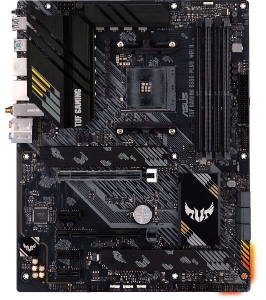 Материнская плата ASUS TUF GAMING B550-PLUS WIFI II, AM4, AMD B550, 4xDDR4, 6xSATA, 2xM.2, 1xPCI-E 3.0 x16, 1xPCI-E 4.0 x16, 3xPCI-E x1, 1xDP, 1xHDMI, 1x 2.5Gb LAN, 2xUSB-A 3.2 Gen 1, 1xUSB-A 3.2 Gen 2, 1xUSB-C 3.2 Gen 2, 3x3.5 мм, 7.1, ATX