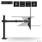 Настольное крепление ExeGate EDM1-3210-02 (кронштейн для одного монитора 15'-32', VESA 75х75, 100х100 мм, макс. нагрузка 10 кг; наклон -90°/+90°, поворот -90°/+90°, вращение: 360°, 2 способа крепления: сквозное и струбцина, черный), фото 1