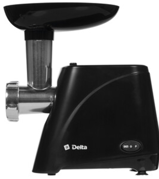 Мясорубка электрическая DELTA DL-6105M черный, 2000 Вт, 1.8 кг/мин, реверс, защита от перегрузки, насадки - 4