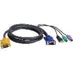 Шнур, мон., клав.+мышь USB, SPHD=)HD DB15+USB A-Тип+2x6MINI-DIN, Male-4xMale, 8+8 проводов, опрессованный, 1.8 метр., черный, (с поддерKой KVM PS/2) USB-PS/2 HYBRID CABLE. 1.8M, фото2
