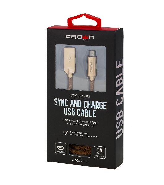 Кабель Crown USB - microUSB CMCU-3132M brown
