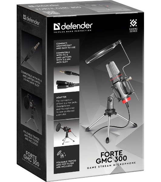 Микрофон Defender Forte GMC 300 3,5 мм, провод 1.5 м