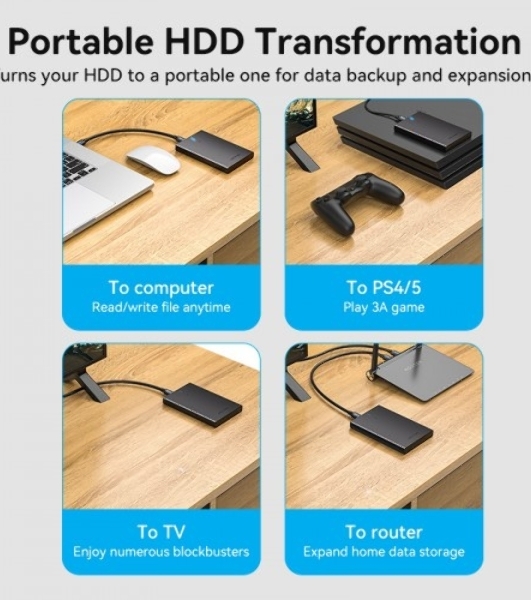Внешний корпус Vention для HDD/SSD 2.5' (USB 3.0 Mirco-B) черный