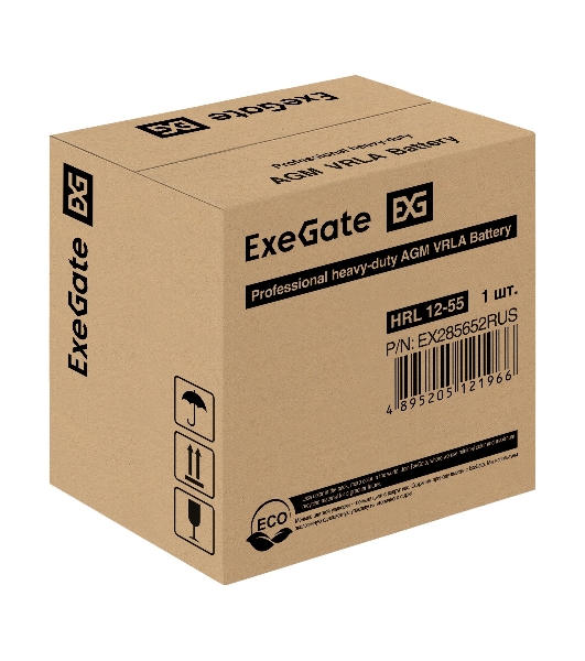 Аккумуляторная батарея ExeGate EX285652RUS HRL 12-55 (12V 55Ah, под болт М6)