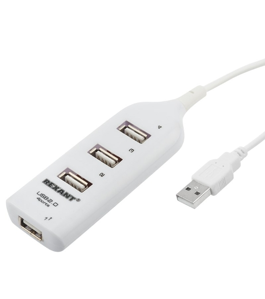 Разветвитель USB 2.0 Rexant на 4 порта белый