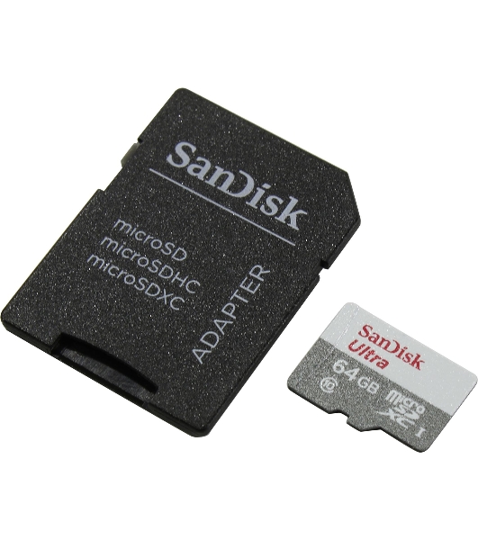 Флеш карта microSD 64GB SanDisk microSDXC Class 10 Ultra (SD адаптер) UHS-I 100MB/s