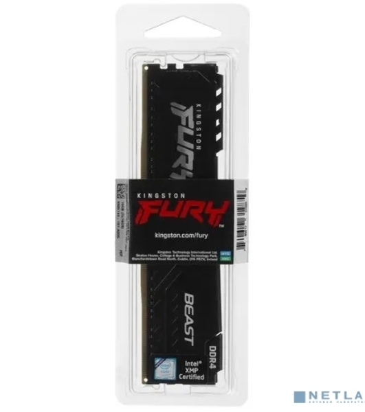 Оперативная память Kingston Fury Beast, DDR4, 16GB (1x16GB), 3200MHz, CL16, DIMM, с радиатором, черный