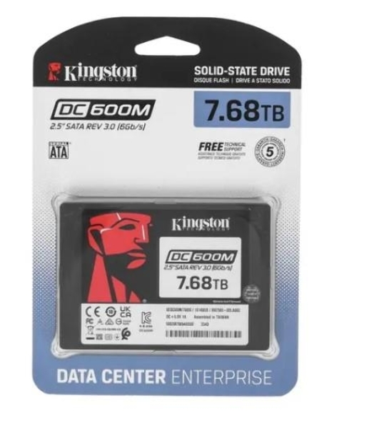 Накопитель SSD Kingston DC600M, 7680 Gb, SATA III, R/W 560/530 МБ/с