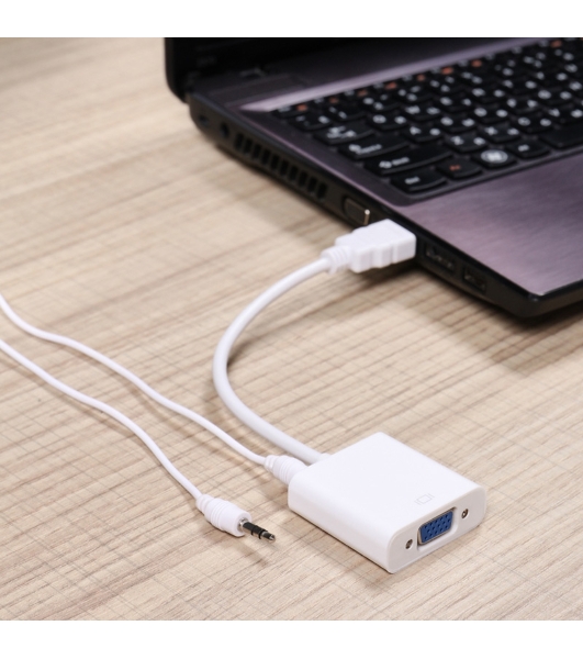 Переходник штекер Rexant HDMI - гнездо VGA, провод + шнур стерео 3,5 мм