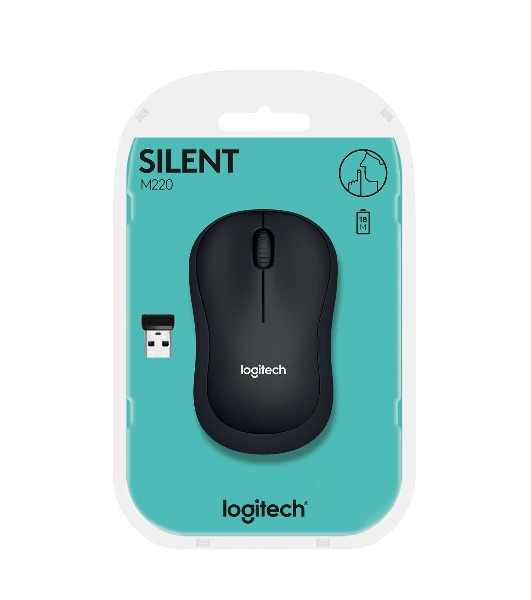 Мышь беспроводная Logitech M220 SILENT черный/серый, 1000 dpi, радиоканал, USB, кнопки - 3