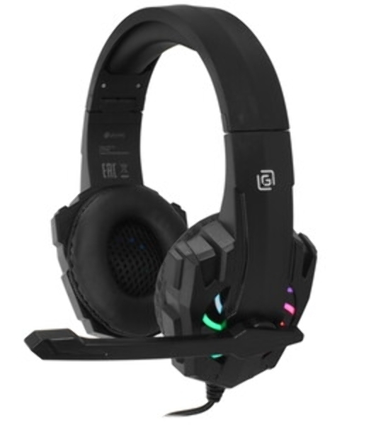 Гарнитура Oklick HS-L355G чёрный, проводная, 3.5 мм, подсветка