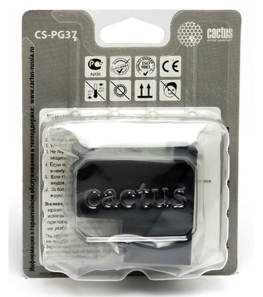 Картридж струйный Cactus CS-PG37 черный (9 мл) для Canon Pixma iP1800/iP1900/iP2500/iP2600/MP140/MP190/MP210/MP220/MP470/MX300/MX310a