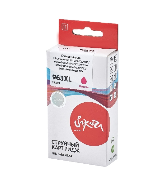 Картридж струйный Sakura 3JA28AE (№963XL Magenta) для HP, пурпурный, 25,5 мл., 1600 к.