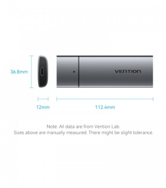 Корпус для SSD Vention USB 3.1 Gen 2-C M.2 NGFF (B-Key/B&M Key) Серый