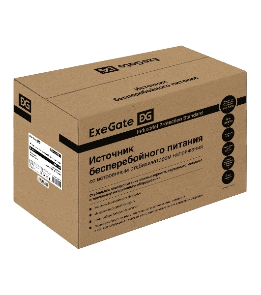 Источник бесперебойного питания ExeGate SpecialPro UNB-1200.LED.AVR.2SH.3C13.USB 1200VA/750W, LED, AVR, 2*Schuko+3*C13, USB,съемн.кабель, металлический корпус, черный