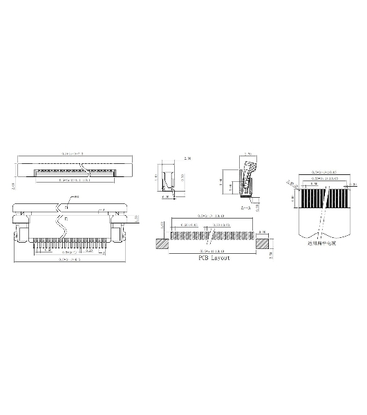 Разъем FPC Half Coverage Top Contact 1.0K-BS-4PWB 4 pin высота 2мм шаг 1мм