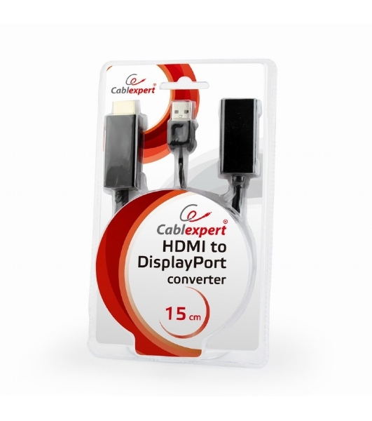 Конвертер HDMI->DisplayPort, Cablexpert DSC-HDMI-DP, HD19M+USBxHD20F, черный