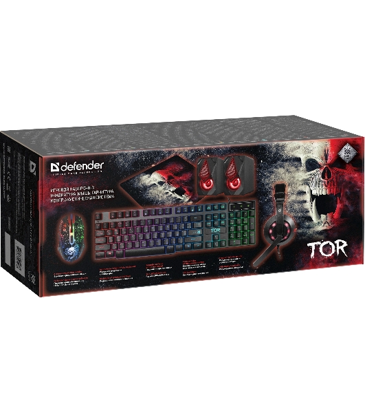 Комплект клавиатура+мышь Defender Tor MHP-127 проводной, USB, 3200 DPI, чёрный
