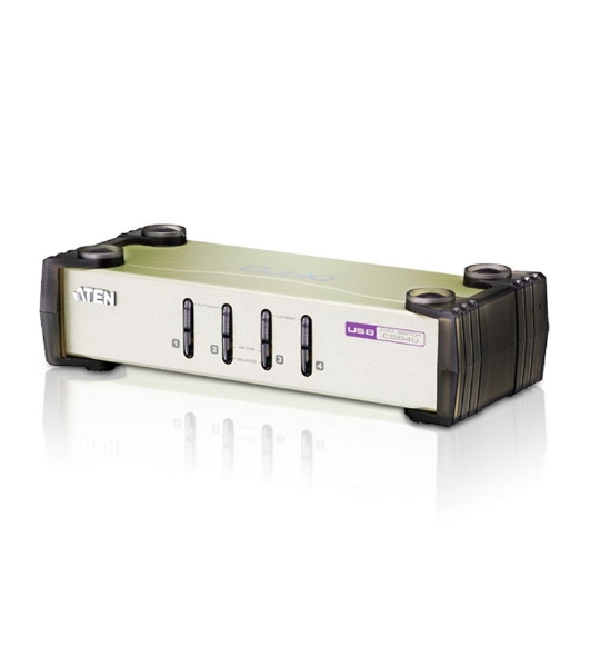 Переключатель ATEN CS84U(-AT) 4-портовый KVM-переключатель 1 user(HDB15(SVGA Female)+KBD(PS/2)+MOUSE(PS/2), KVM-порты: SPHD18(Female). В комплекте: кабели KVM (2L-5201P)-4шт. Не требует внешнего питания